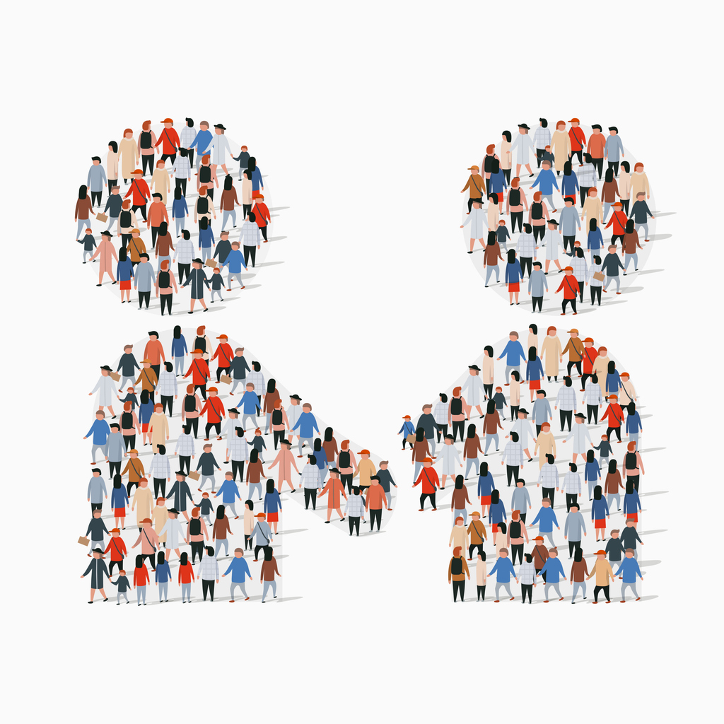 People forming two faces