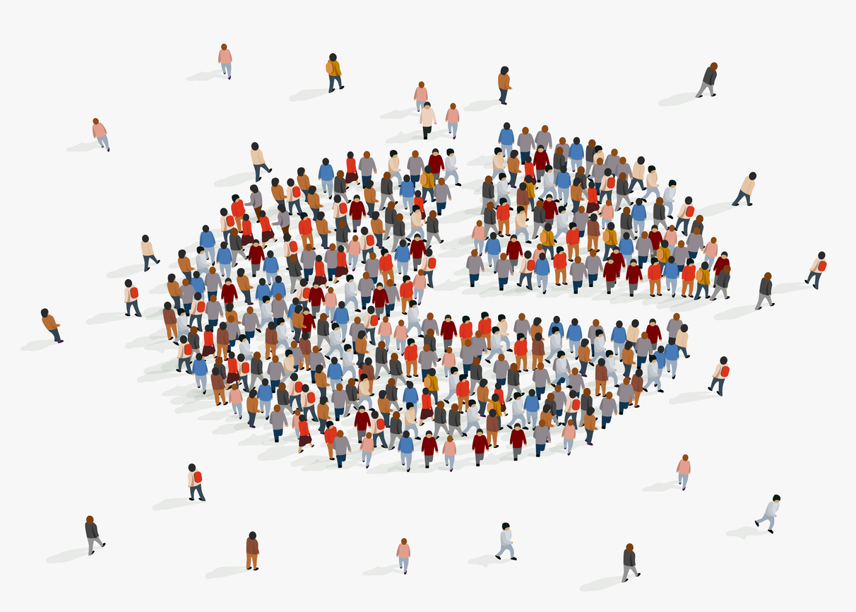 People forming speech bubble